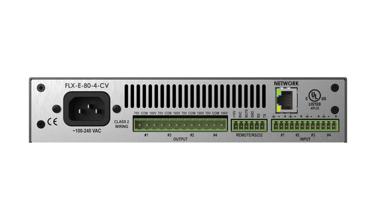FLX-E80-4-CV｜4チャンネルコンパクトDSPミキシングパワーアンプ 