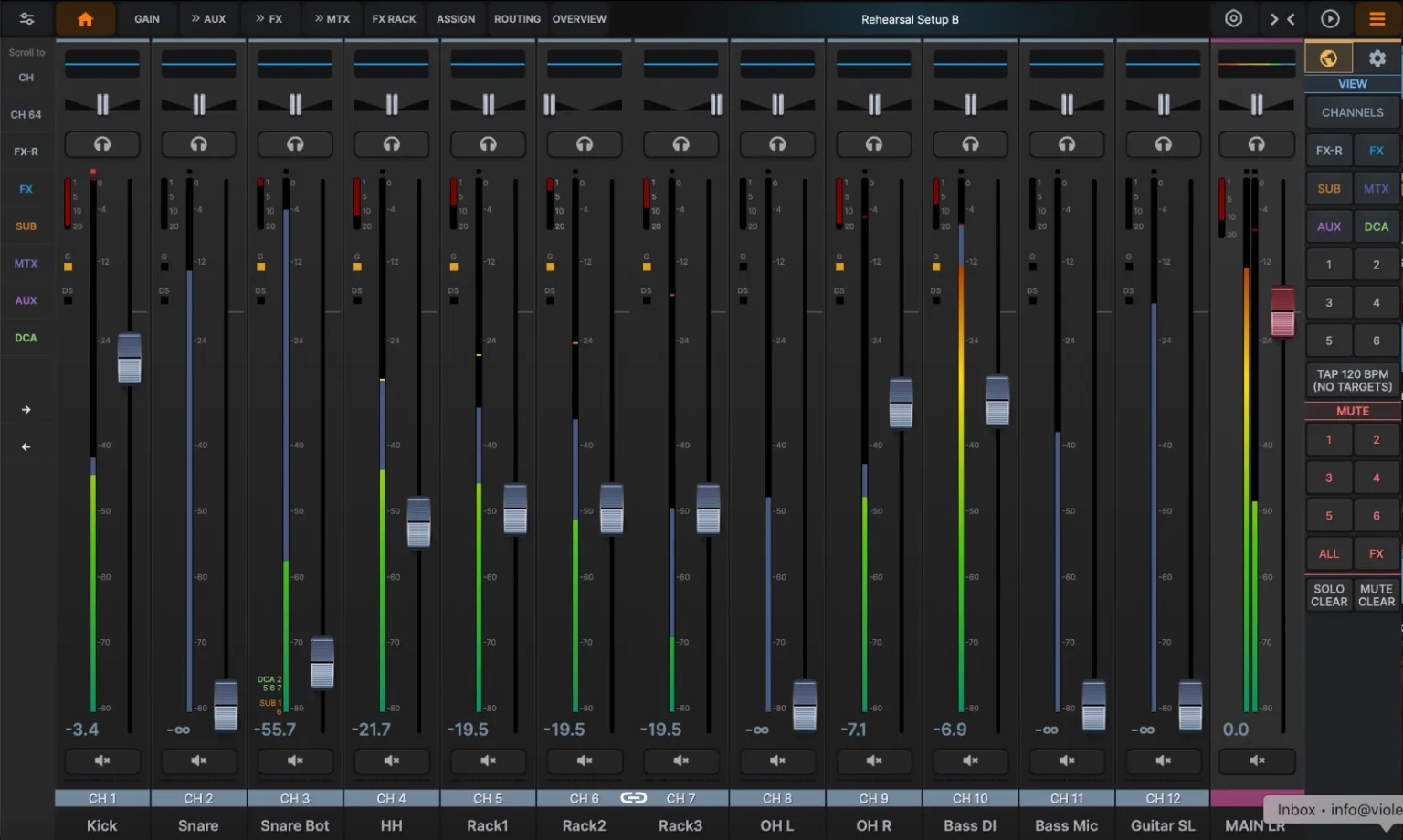 dMix 128 Mixer GUI Demo