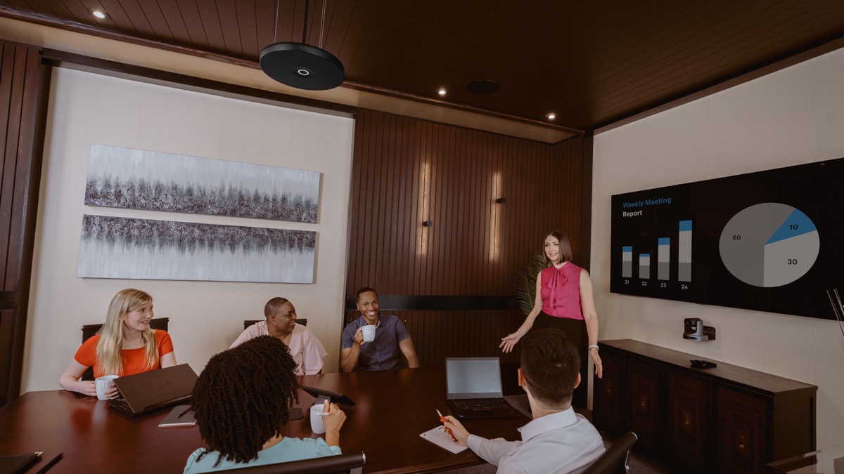 TeamConnect Ceiling Mediumを使用した中規模会議室