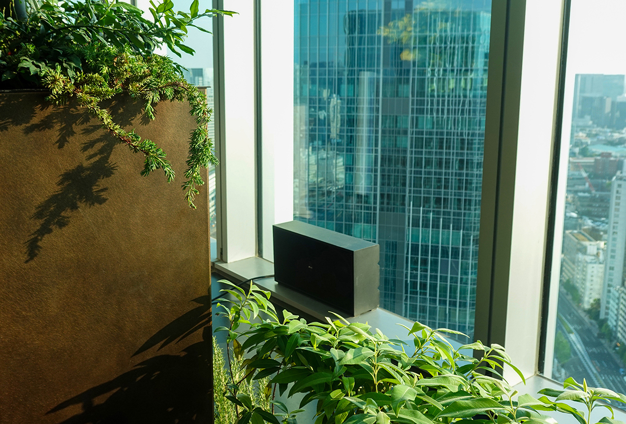 昼の景色とKGEAR「GU210」サブウーファー